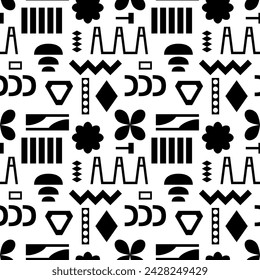 Geometric shapes backgrounds. Brutal contemporary black figure patterns.
