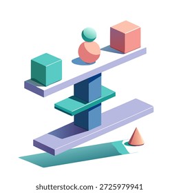 Formas geométricas balanceamento composição abstrata estilo minimalista moderno 3D design plano vetor ilustração
