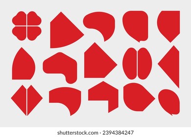 Geometric shapes black silhouette icons, abstract organic shapes, Vector set of minimalist design elements