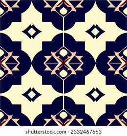 Geometric shapes in black and white create an art deco pattern with ornate designs. The seamless symmetry adds to its captivating appeal.
