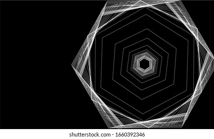 Geometric shapes black and white illustration, vector background two colors
