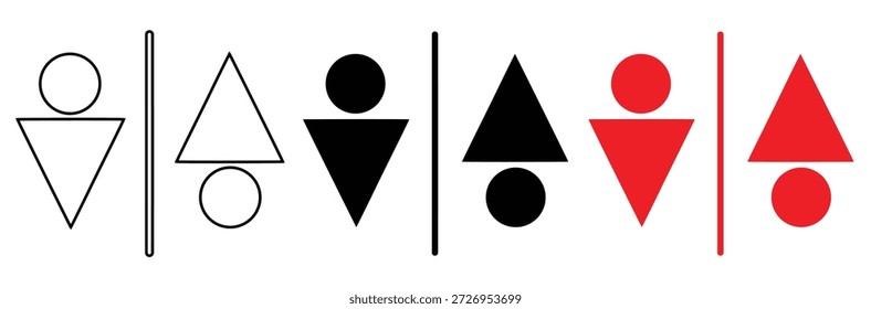 Geometric shapes in black, white, and red colors,Abstract and vector basic shapes collection. Geometric formal shape. Polygonal elements. 