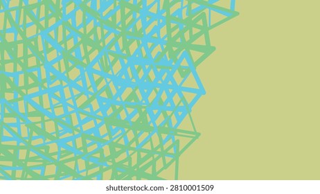 Geometric shapes in blue and green on yellow background with abstract design