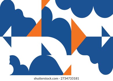 Geometric shapes in blue and orange