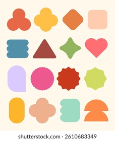 Geometric shapes in bright color element for decoration, retro shapes in cute abstract element shape