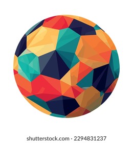 Geometric shapes in bright colors sport ball icon isolated