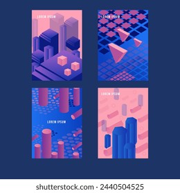 Geometric shapes brochure collection vector design in eps 10