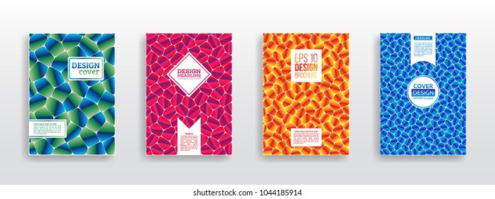 Geometric shapes brochure template layout. Colorful mosaic covers design.  Minimal geometric pattern gradients. Vector Illustration esp10