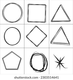 Geometric shapes and brutal line for design
