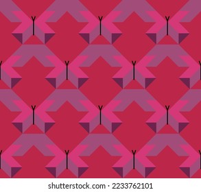 Geometric shapes butterfly. Seamless pattern with insect mosaic from polygons. Flat sketch vector illustration.