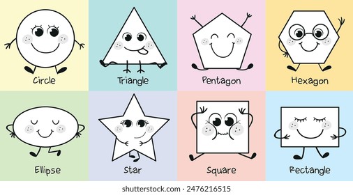 Geometric Shapes Characters Painting for preschool kids