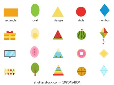 Geometric shapes for children. Table for learning shapes. 