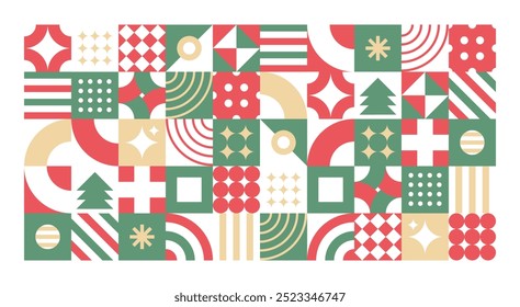 Geometric shapes christmas theme bauhaus.