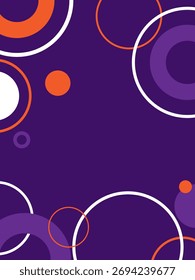 Geometric shapes of circle and lines on a purple background
