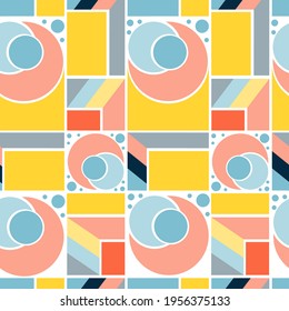 geometric shapes, circle, rectangle and square, moon, vector graphics and a set of abstract background vectors. Geometric grid banner template bright presentation illustration