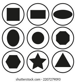Formas geométricas en círculos. Elemento de diseño gráfico conceptual. Icono de estrella. Ilustración vectorial. Imagen de archivo. E