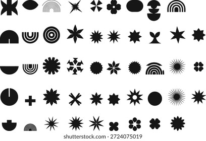 Geometric shapes collection abstract minimal black elements design set