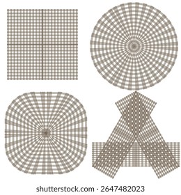 Geometric shapes collection. Circular triangle elements. Abstract polygon pattern. Vector line art.