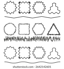 Geometric shapes collection. Decorative frame elements. Abstract pattern forms. Vector border designs.