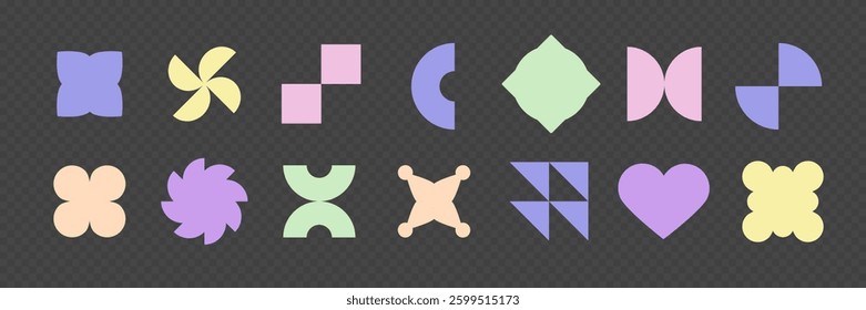 Geometric shapes collection. Simple tag figures. Trendy decorative elements. Art decor basic forms. Vector illustration