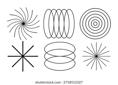 Spiralen, Ellipsen und Radial-Designs der Kollektion Geometrische Formen