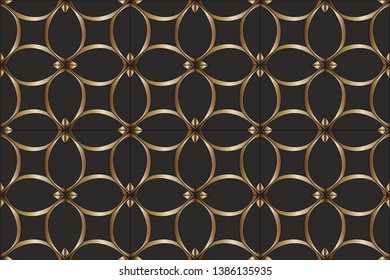 Geometric shapes and color image. Decoration for your desktop. Geometric patterns. Modern background. Vintage seamless pattern for decoration, Golden patterns on gray background