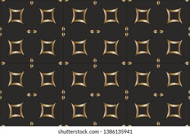 Geometric shapes and color image. Decoration for your desktop. Geometric patterns. Modern background. Vintage seamless pattern for decoration, Golden patterns on gray background