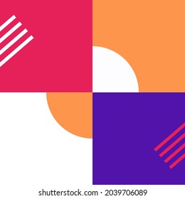 Geometric shapes. Color palette. Neo geo artwork of vector abstract composition design