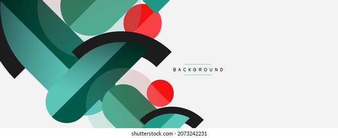 Geometric shapes composition abstract background. Circles lines and rectangles. Vector illustration for wallpaper banner background or landing page