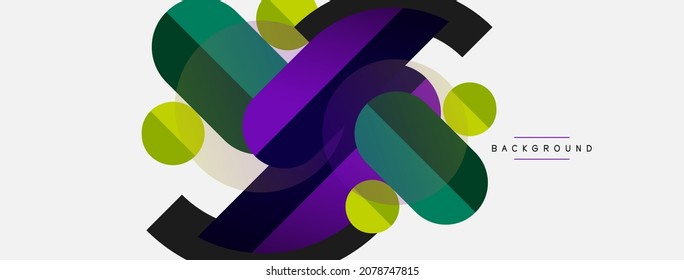 Composición de formas geométricas fondo abstracto. Círculos de líneas y rectángulos. Ilustración vectorial para fondo de banner de fondo o página de aterrizaje de papel tapiz