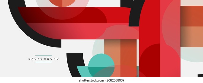 Geometric shapes composition abstract background. Circles lines and rectangles. Vector illustration for wallpaper banner background or landing page