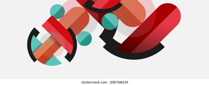 Geometric shapes composition abstract background. Circles lines and rectangles. Vector illustration for wallpaper banner background or landing page