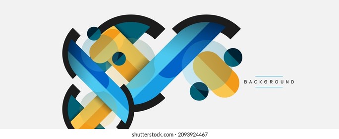 Composición de formas geométricas fondo abstracto. Círculos de líneas y rectángulos. Ilustración vectorial para fondo de banner de fondo o página de aterrizaje de papel tapiz