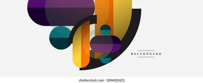 Composición de formas geométricas fondo abstracto. Círculos de líneas y rectángulos. Ilustración vectorial para fondo de banner de fondo o página de aterrizaje de papel tapiz
