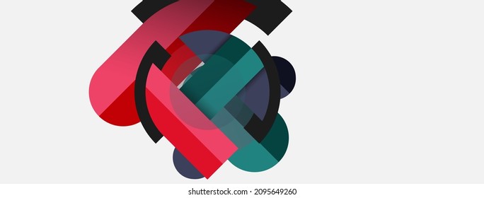 Geometric shapes composition abstract background. Circles lines and rectangles. Vector illustration for wallpaper banner background or landing page