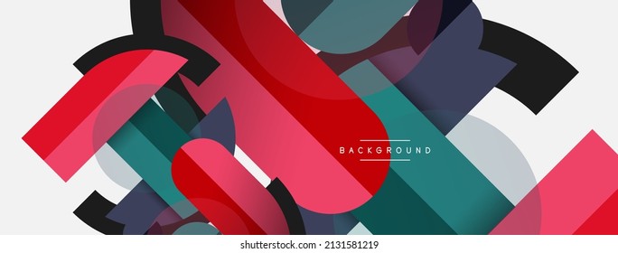 Composición de formas geométricas fondo abstracto. Círculos de líneas y rectángulos. Ilustración vectorial para fondo de banner de fondo o página de aterrizaje de papel tapiz