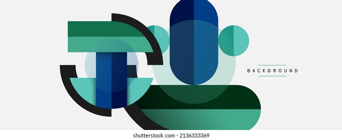 Geometric shapes composition abstract background. Circles lines and rectangles. Vector illustration for wallpaper banner background or landing page