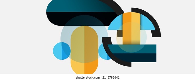Geometric shapes composition abstract background. Circles lines and rectangles. Vector illustration for wallpaper banner background or landing page