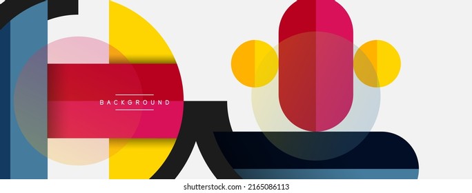 Geometric shapes composition abstract background. Circles lines and rectangles. Vector illustration for wallpaper banner background or landing page