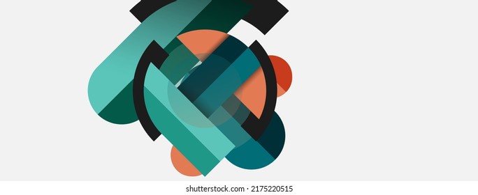 Geometric shapes composition abstract background. Circles lines and rectangles. Vector illustration for wallpaper banner background or landing page