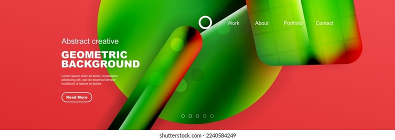 Geometric shapes composition geometric abstract background. 3D shadow effects and fluid gradients. Modern overlapping forms