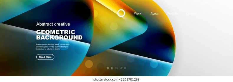 Geometric shapes composition geometric abstract background. 3D shadow effects and fluid gradients. Modern overlapping forms