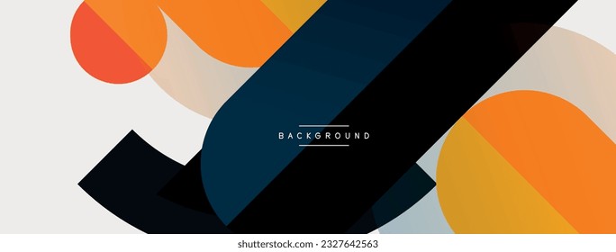 Composición de formas geométricas fondo abstracto. Círculos de líneas y rectángulos. Ilustración vectorial para fondo de banner de fondo o página de aterrizaje de papel pintado