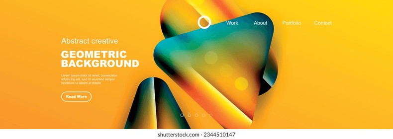 Geometric shapes composition geometric abstract background. 3D shadow effects and fluid gradients. Modern overlapping forms