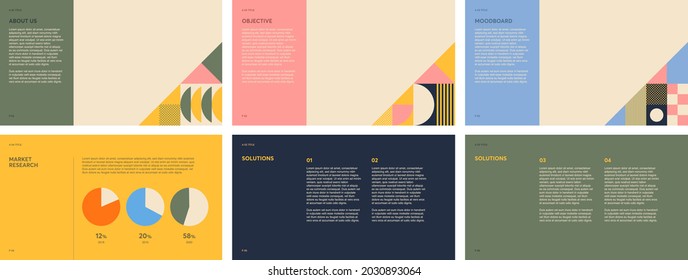 Geometric shapes composition pitch deck slides templates for presentation keynote powerpoint ppt google slides