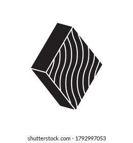 concepto de formas geométricas, rhombus 3d con diseño de líneas onduladas sobre fondo blanco, estilo de silueta, ilustración vectorial