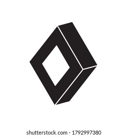 geometric shapes concept, 3d rhombus icon over white background, silhouette style, vector illustration