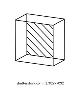 concepto de formas geométricas, cuadrado 3d con diseño de rayas sobre fondo blanco, estilo de línea, ilustración vectorial