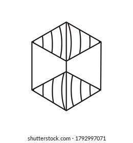 geometric shapes concept, cube icon over white background, line style, vector illustration