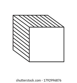 geometric shapes concept, cube with stripes design over white background, line style, vector illustration